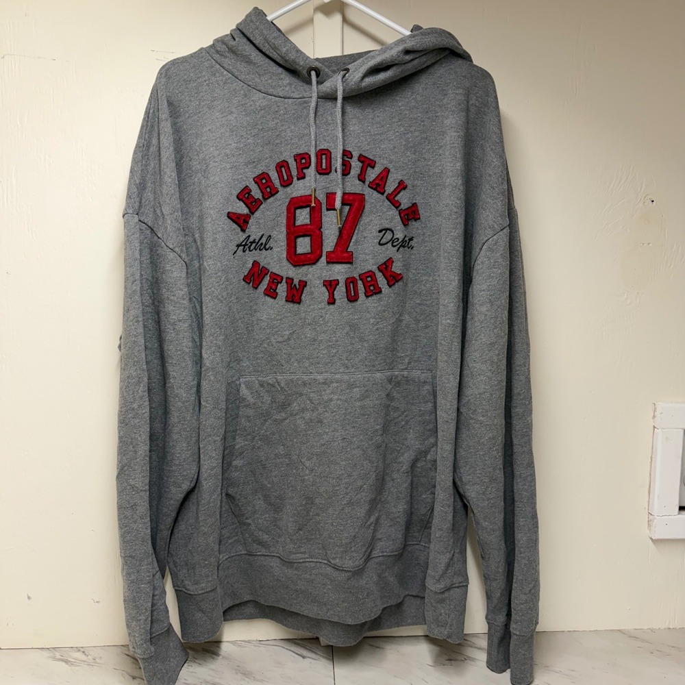 Aeropostale Mens XL Gray 87 Athl Dept New York Pullover Hoodie Sweatshirt